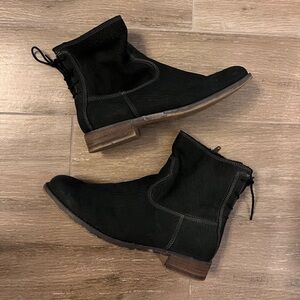 Josef Seibel Sienna 01 Boots Womens 40 Black Back Tie Leather Booties Ankle